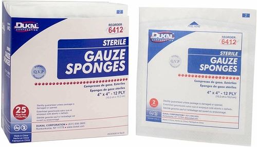Gauze Sponges 4" x 4". Case of 1200 12-ply Gauze Dressings for Wound