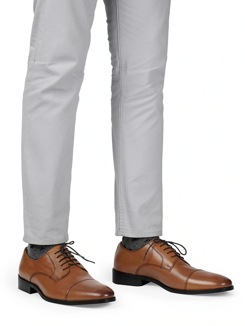 Men Sleek Solid Black Lace-Up Derby (Size-UK-7) (Color-BLACK)