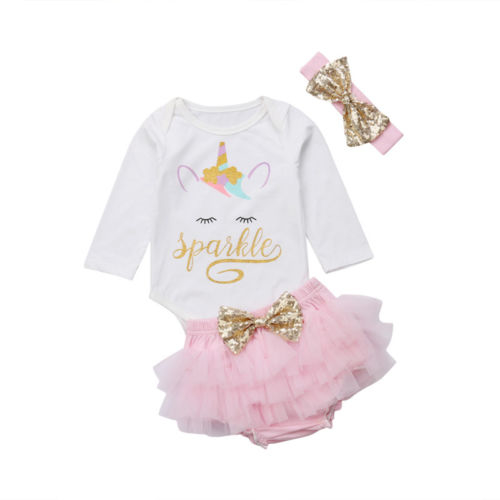 Unicorn Newborn Baby Girls Top Romper Shorts