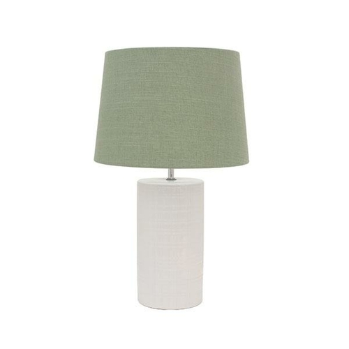 Channing White Bedside Modern Lamp With Green Shade