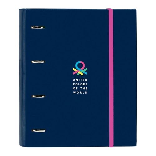 Ring binder Benetton Corazones A4 Multicolour Navy Blue (35 mm)