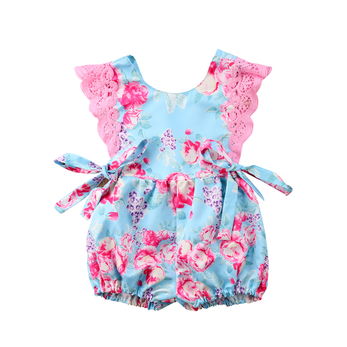 Princess Newborn Baby Girls Floral Summer Blue