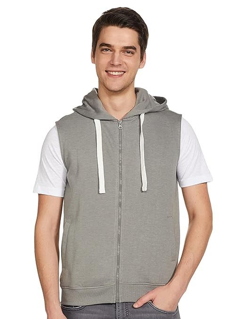 Men's Cotton Hooded Neck Regular Fit Tshirt (Size-S) (Color-GREY)