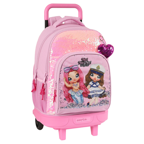 School Rucksack with Wheels Na!Na!Na! Surprise Sparkles Pink 33 X 45 X