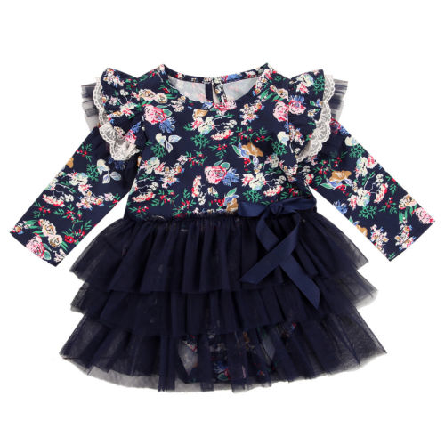 Newborn Kids Baby Girls Infant O-Neck Long Flutter