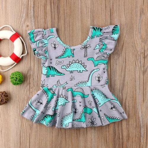 Newborn Baby Girl Dinosaur Fly Sleeve Dress