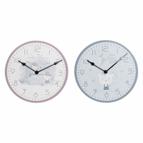 Wall Clock DKD Home Decor Blue Pink Wood Metal Plastic MDF Wood