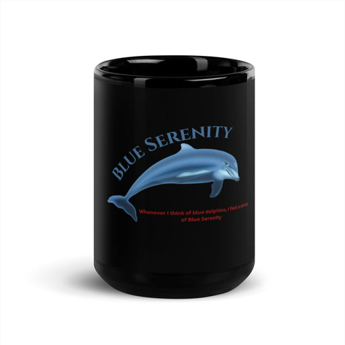 Main Blue Serenity Dolphin Mug Black Glossy Design By HadiArts image