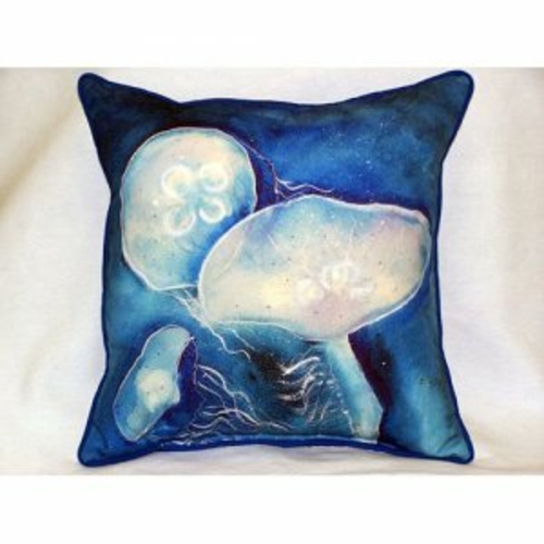 Betsy Drake ZP174 Blue Jellyfish Indoor & Outdoor Throw Pillow- 22 x 2