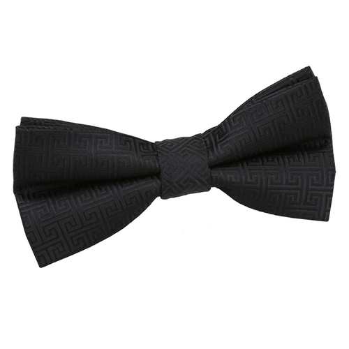 Greek Key Pre-Tied Bow Tie - Black