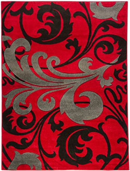 Infinity Home 600605 5 ft. 3 in. x 7 ft. 3 Ruby Leslie Fleur De Lis Ar