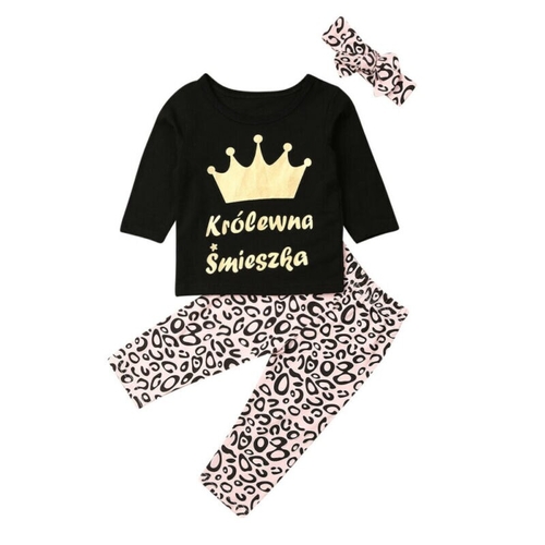 Kids Baby Girl Clothes Princess Crown Tops Leopard