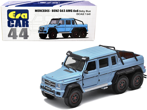 Mercedes Benz G63 AMG 6x6 Pickup Truck Baby Blue 1/64 Diecast Model