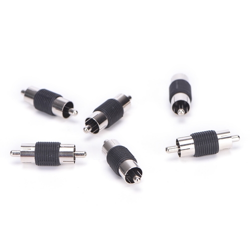 6 Pcs Black Straight AV RCA Male To Male