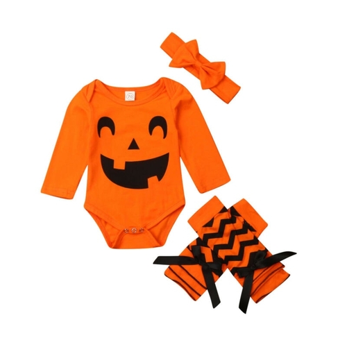 Newborn Baby Girl Boy Halloween Pumpkin Bodysuits