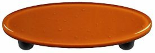 Hot Knobs HK1044-POB Burnt Orange Oval Glass Cabinet Pull - Black Post