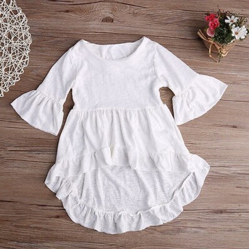 2017 Cotton Summer Baby Girls Flare Sleeve Blouses