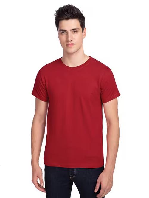 Men's round neck half sleeve tshirt  (Size-M) (Color-RED)
