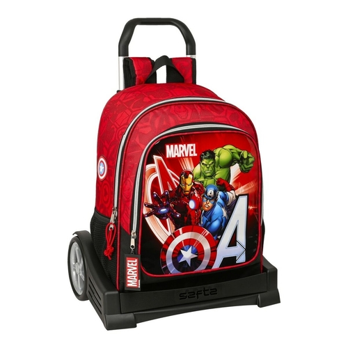 School Rucksack with Wheels The Avengers Infinity Black Red 32 x 42 x