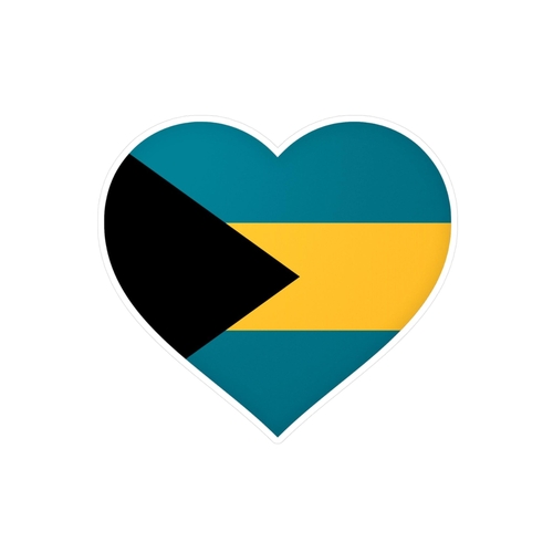 Autocollant en coeur Drapeau des Bahamas en plusieurs tailles