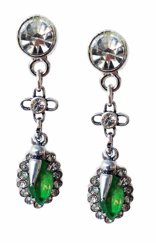 Emerald green Swarovski Crystal dangle and drop earrings with