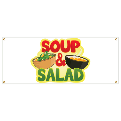 SignMission B-Soup & Salad 18 x 48 in. Banner Sign - Soup & Salad