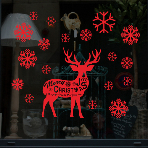 Merry Christmas Wall Stickers Poster Cute Elk
