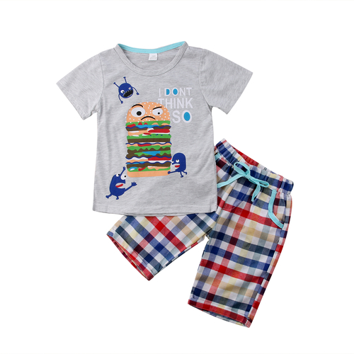 Baby Boy Kid Cartoon Hamburg Clothes Sets Summer