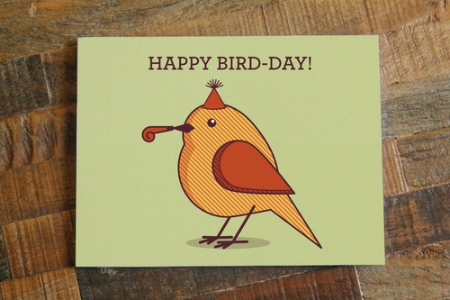 Cute Birthday Card "Happy Bird-Day"