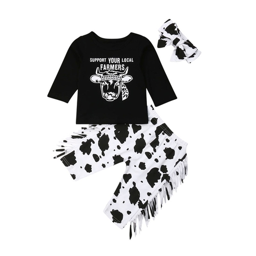 Newborn Baby Girl Boy Cow Clothes Sets Fall