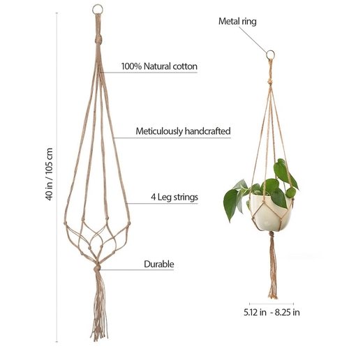 Macrame Plant Hanger Vintage Rope Basket Outdoor Pot Holder Flower