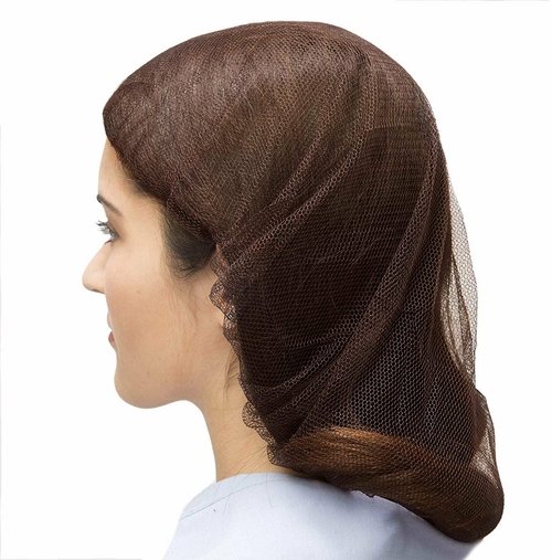 Disposable Hair Nets. Pack of 100 Brown Nylon, Polyester HairNets 21".
