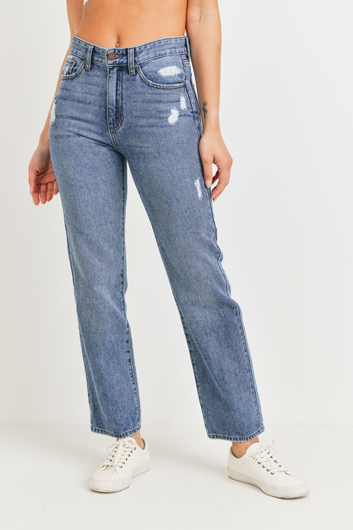 JBD NON-STRETCH DISTRESSED STRAIGHT JEAN