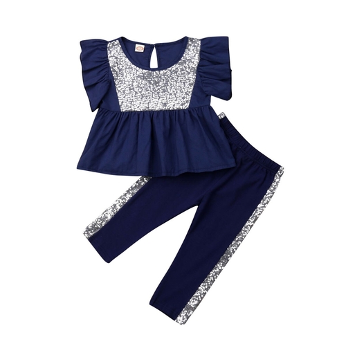 0 5T Stylish Little Girl Summer Sequined Clothes