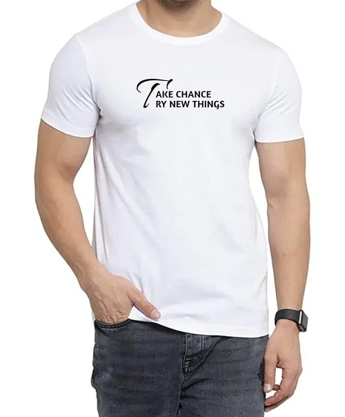 ROUND NECK HALF SLEEVES "TAKE CHANCE" PRINTED TSHIRT FOR MEN (Size-S)