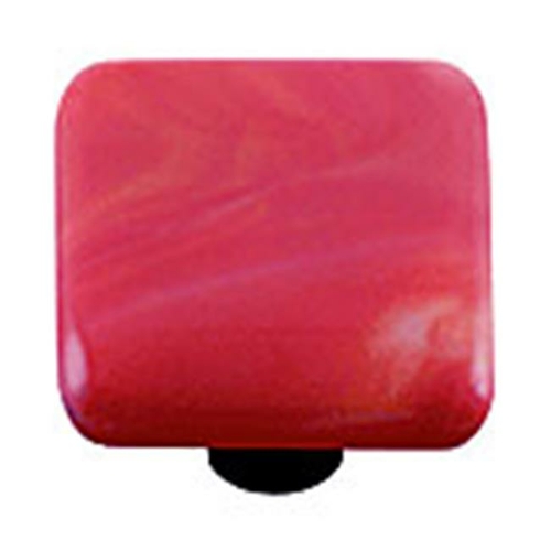 Hot Knobs HK2002-KB Swirl Red White Square Glass Cabinet Knob - Black 