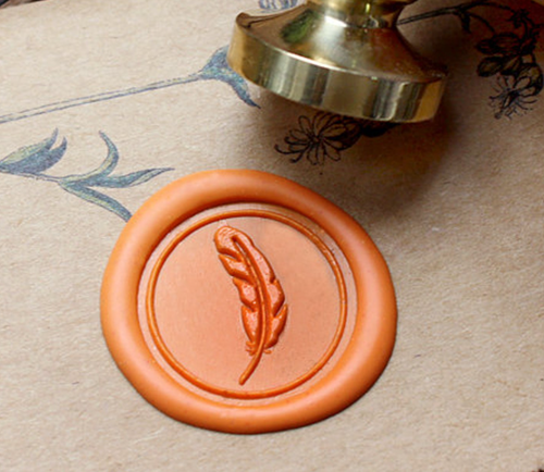 Feather Metal Stamp / Wedding Wax Seal Stamp / Sealing