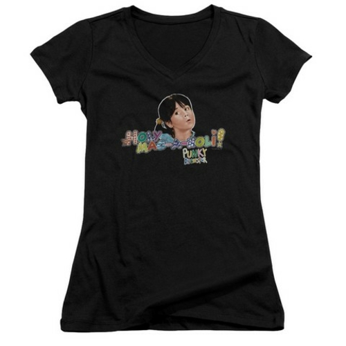 Punky Brewster-Holy Mac A Noli Junior V-Neck Tee, Black - 2X