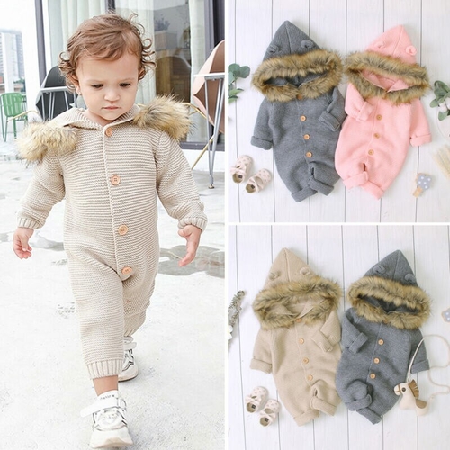 0 24M Baby Girl Boy Winter Rompers Clothes Knitted