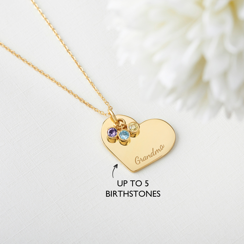 Gold Grandmother Necklace With Birthstones Personalize With Grandchildren  Hand Stamped Jewelry 14K Gold Filled, Gold Birthstone Necklace - Etsy