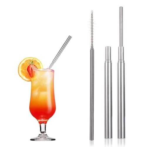 20191PC Silver Reusable Straw Stainless Steel