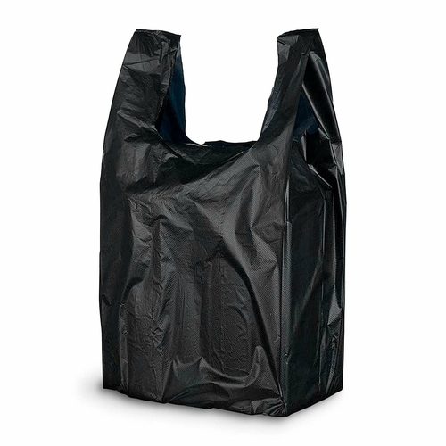 Pack of 500 Black Plastic Bags 12 x 7 x 23. Plain Carry-Out T-Shirt
