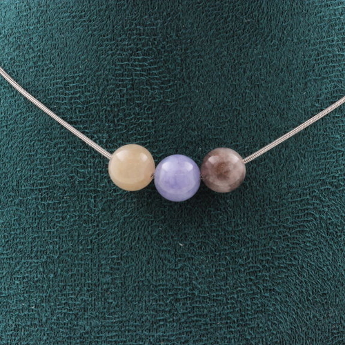 Multicolor Tourmaline 8 mm 3 beads necklace. 