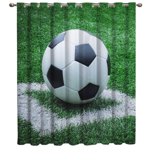 3D Football Digital Printed Polyester Fabric Curtains for Bed Room,