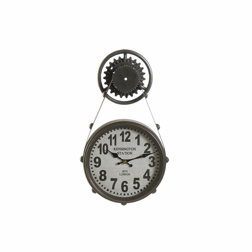 Wall Clock DKD Home Decor Crystal Black Iron (33 x 8 x 58 cm)