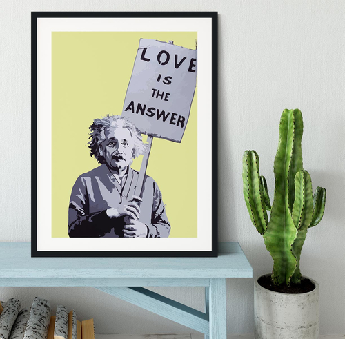 Banksy Love Is The Answer Yellow Framed Print