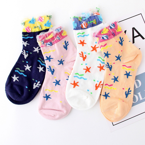 Women's Socks Cartoon Print Starfish Cute