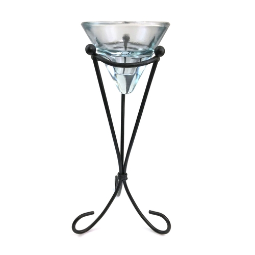 Glass Candleholder on Metal Pedestal