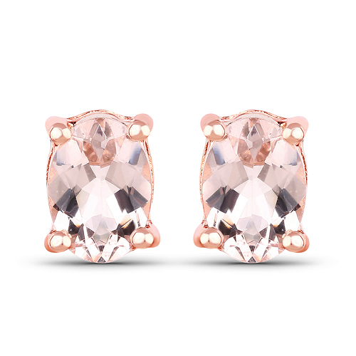 14K Rose Gold Plated 1.40 Carat Genuine Morganite .925 Sterling Silver