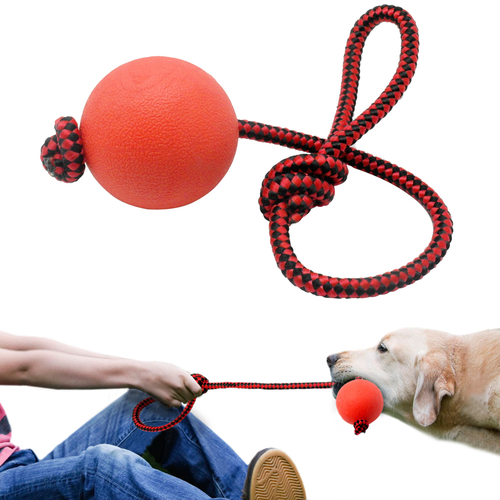 Solid Rubber Dog Chew Toys Pet Ball Tug Toy Tooth